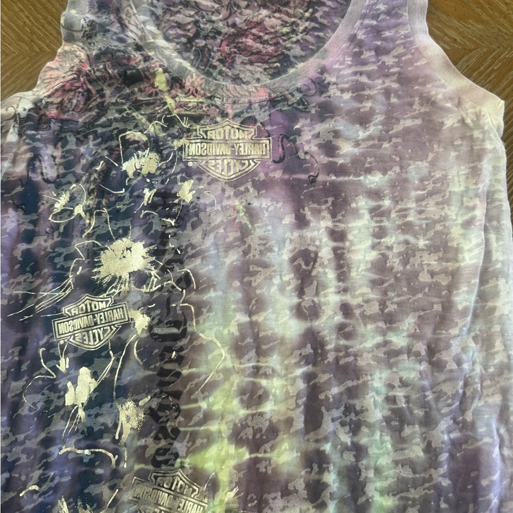 Harley-Davidson Purple Tie-Dye Floral Shield Tank Top